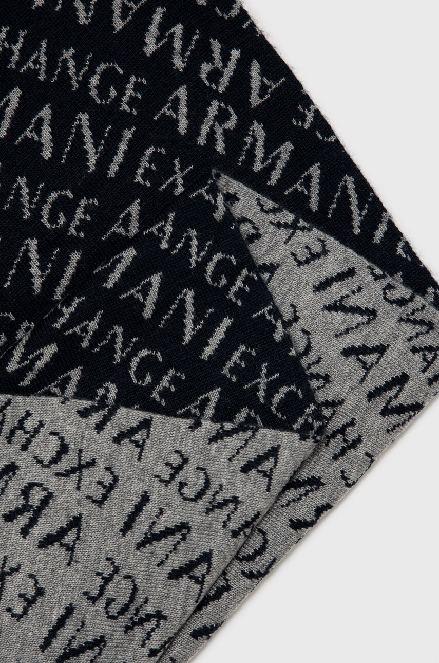 

Шарф з домішкою вовни Armani Exchange колір синій візерунок
