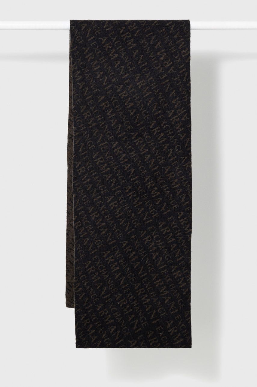 Armani Exchange esarfa din amestec de lana culoarea negru, modelator answear.ro