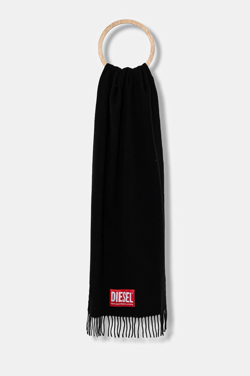 Diesel eșarfă de lână S-IMON culoarea negru, uni, A17564.0AKBL