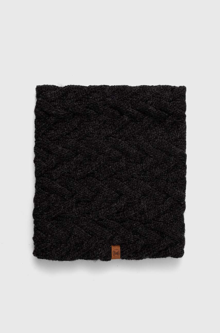Buff fular din amestec de lana culoarea negru, neted