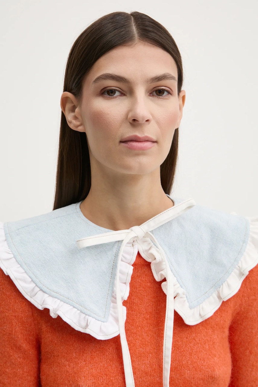 Levně Ozdobný límec z džínoviny Renewed Creative Upcycling modrá barva, Renewed INTU x Answear
