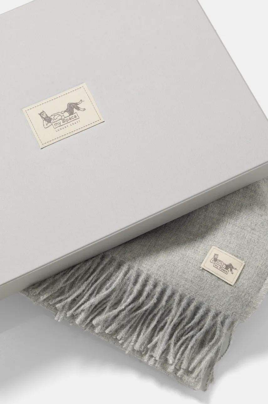 Μάλλινο κασκόλ My Alpaca χρώμα: γκρι, THSEST65200 φωτογραφία