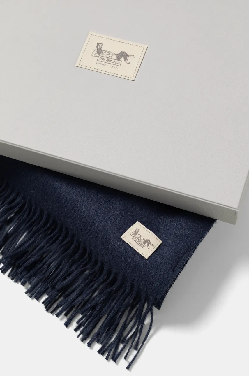 Μάλλινο κασκόλ My Alpaca χρώμα: ναυτικό μπλε, THSEST65200 φωτογραφία