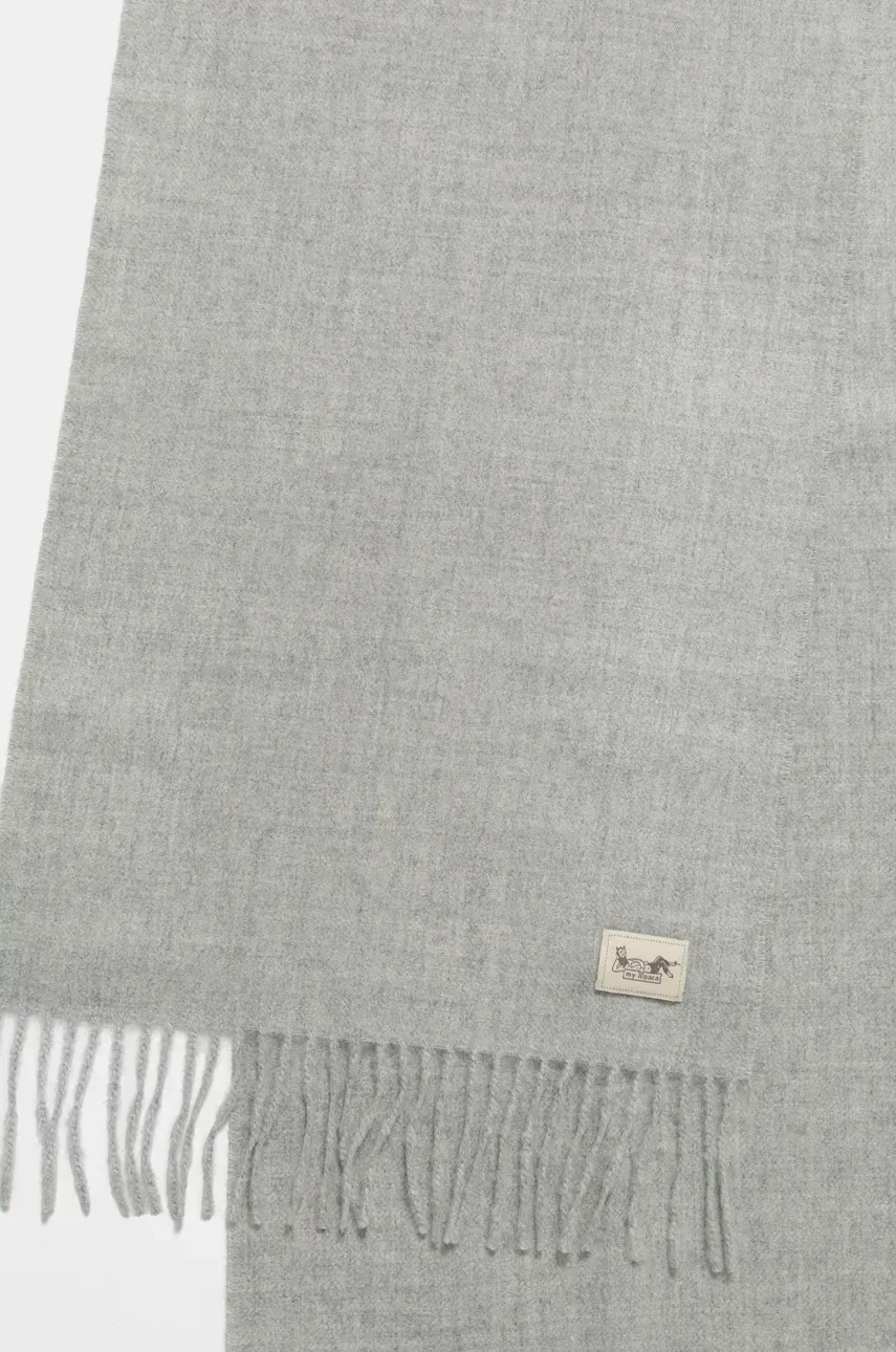 Шерстяной шарф My Alpaca цвет серый однотонный THSCEST30180 Шерстяной шарф My Alpaca цвет серый однотонный THSCEST30180
