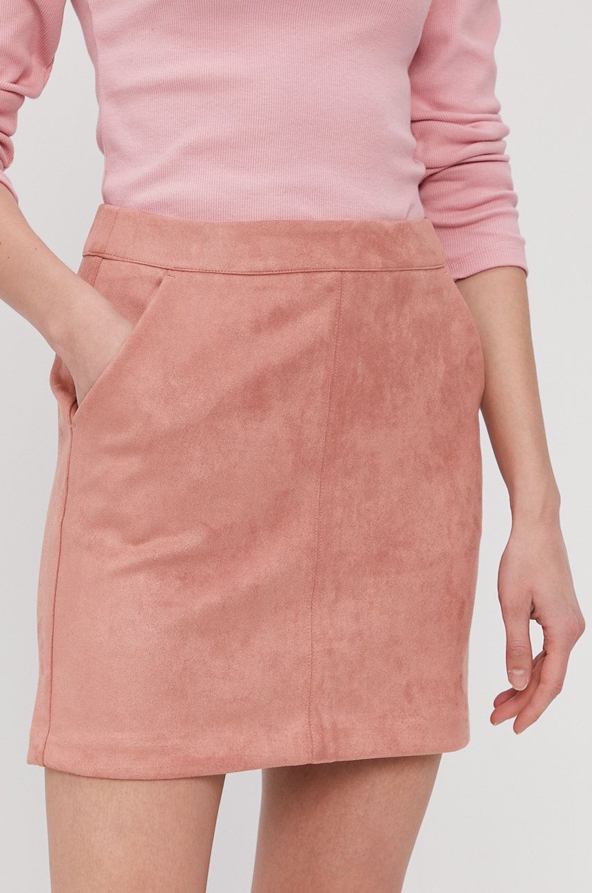 Vero Moda Fustă culoarea roz, mini, model drept answear.ro
