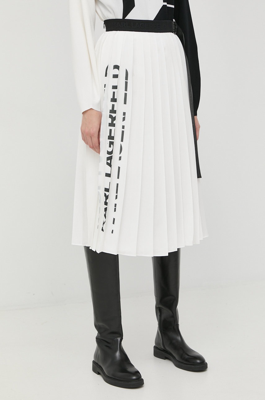 

Спідниця Karl Lagerfeld колір білий midi розкльошена