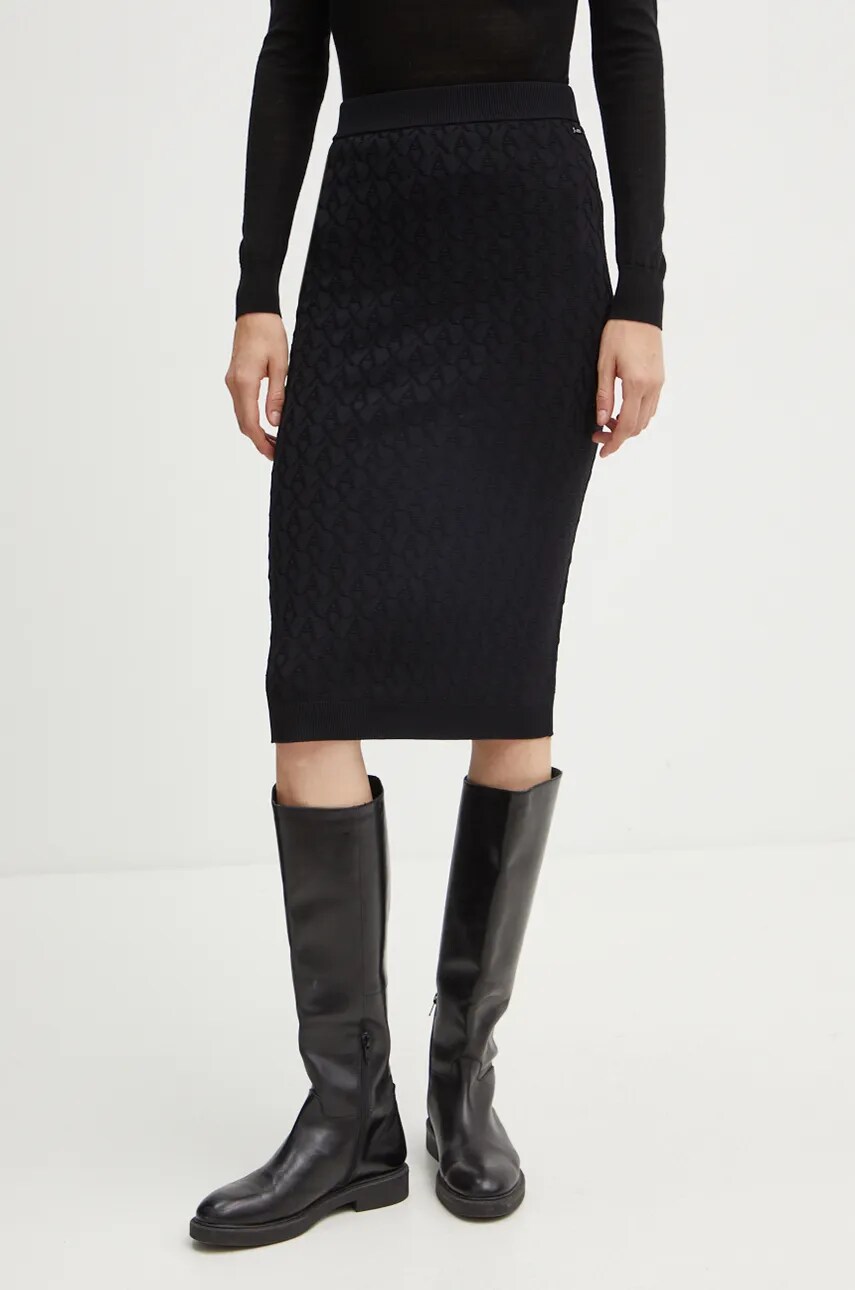 Armani Exchange fusta culoarea negru, midi, creion, 8NYN9A YMH6Z