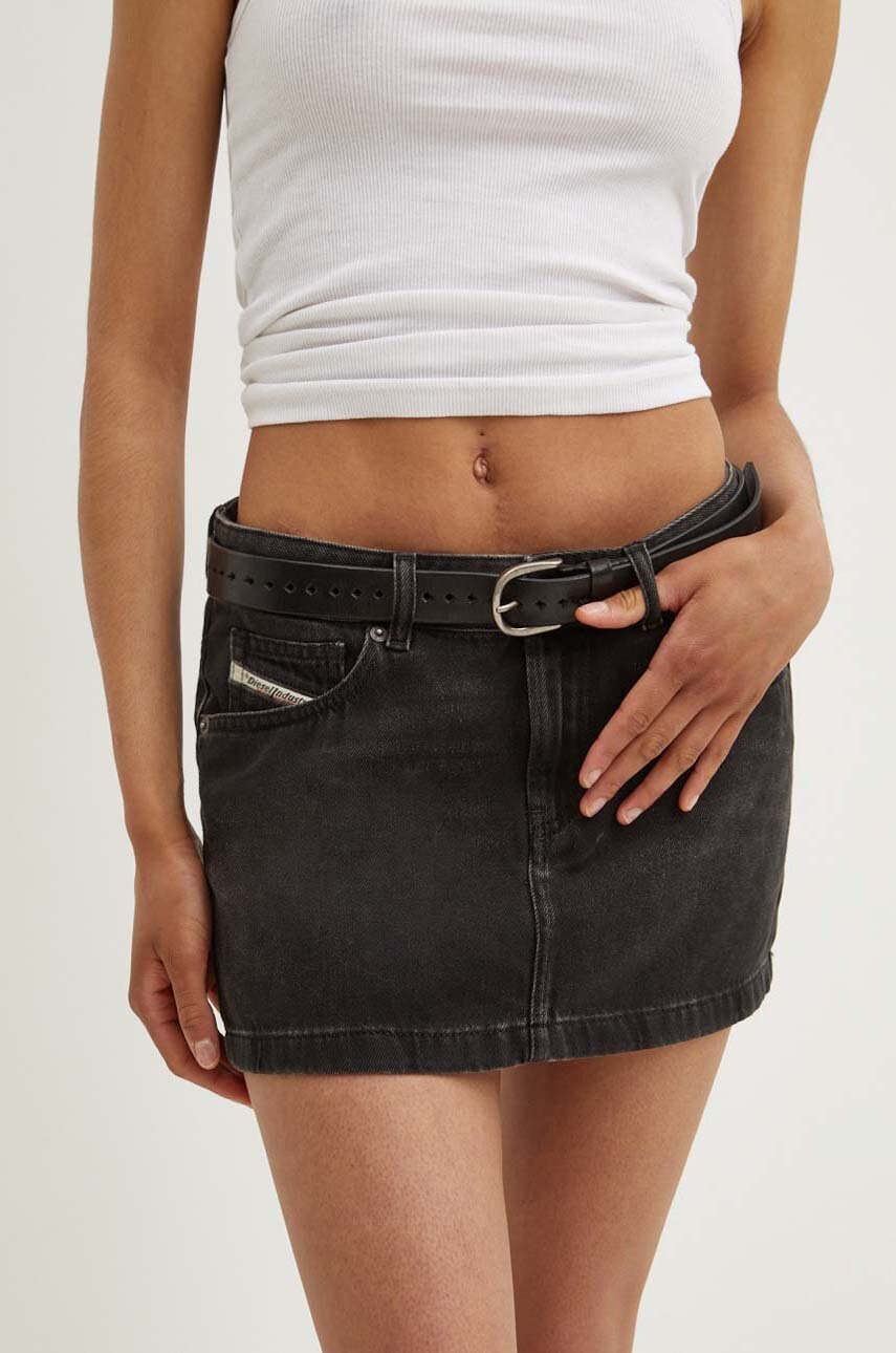 Diesel fustă din denim DE-RON culoarea negru, mini, creion, A04935.09I35