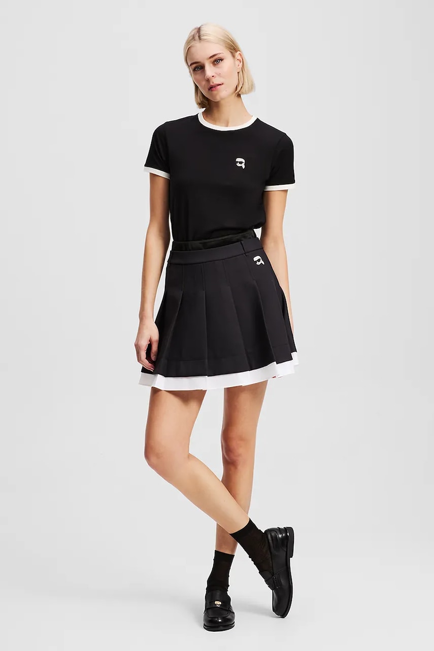 Karl Lagerfeld fustă culoarea negru, mini, evazati, A3W12021