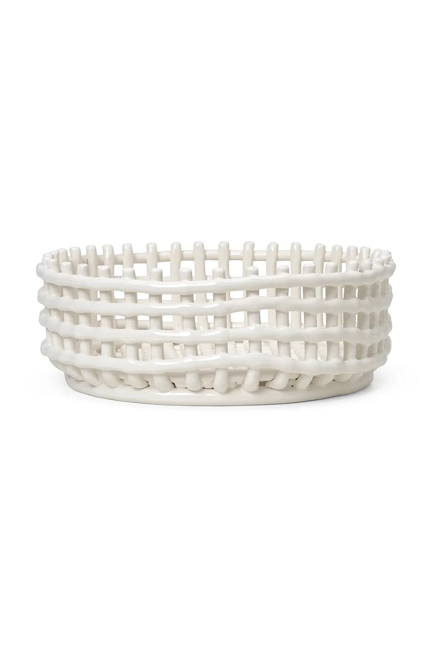 ferm LIVING cos de fructe Ceramic Centrepiece culoarea alb