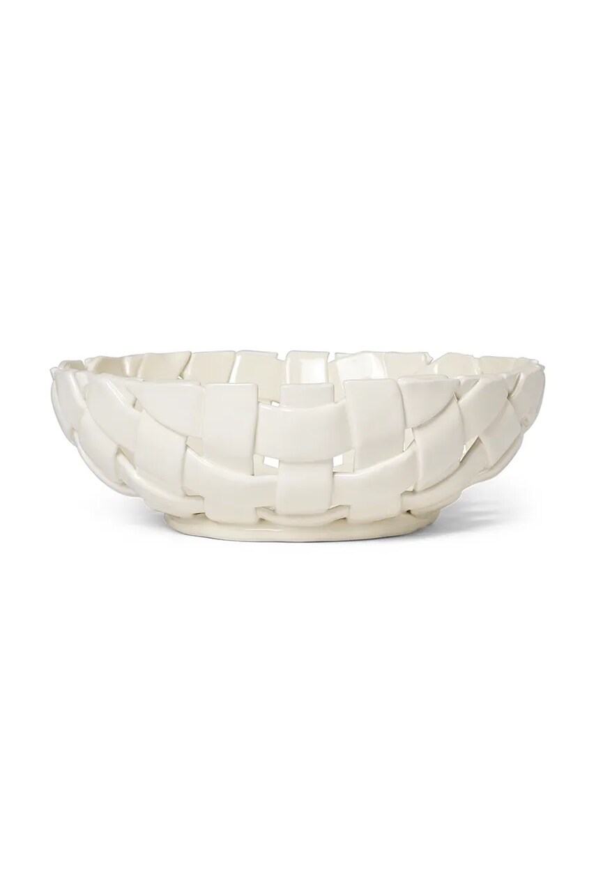 ferm LIVING bol decorativ Plait culoarea alb
