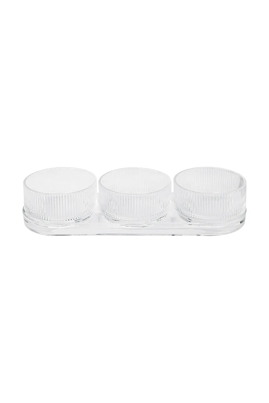 Stelton set de boluri de servire cu farfurie Pilastro 3-pack culoarea transparent