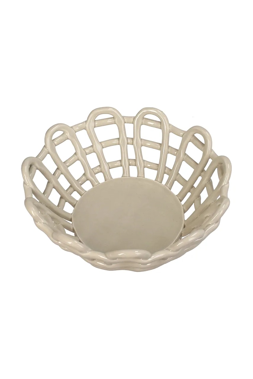 home & lifestyle bol decorativ 8 x 18 x 18 cm culoarea bej