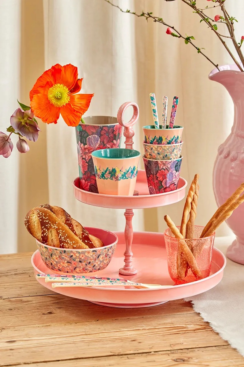 Βάση γλυκών Rice Étagere 37 cm χρώμα: ροζ φωτογραφία