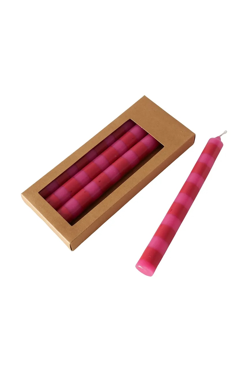 Boltze set de lumânări Stripy 20 cm 4-pack culoarea roz