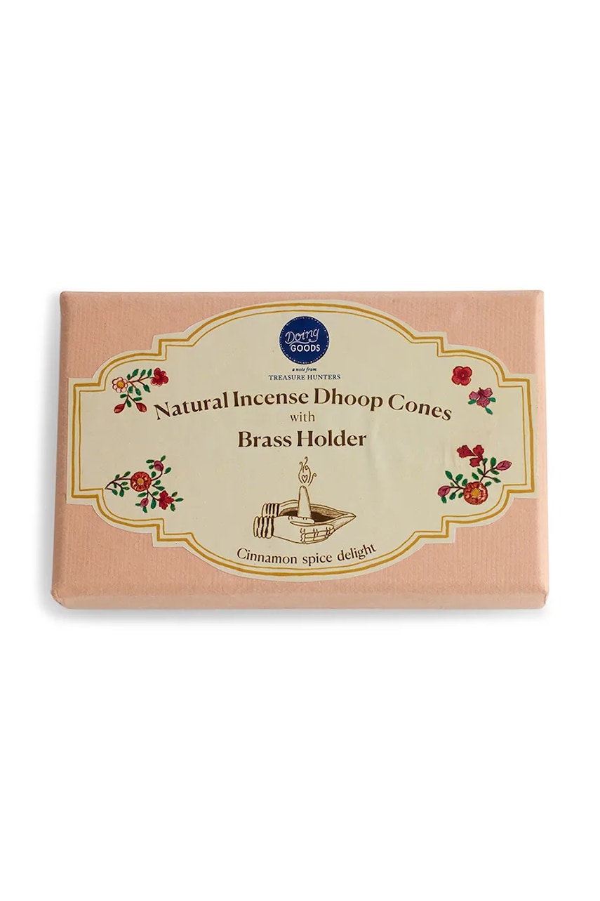 Doing Goods set cu suport și bețișoare de tămâie Incense Cones Giftset culoarea galben