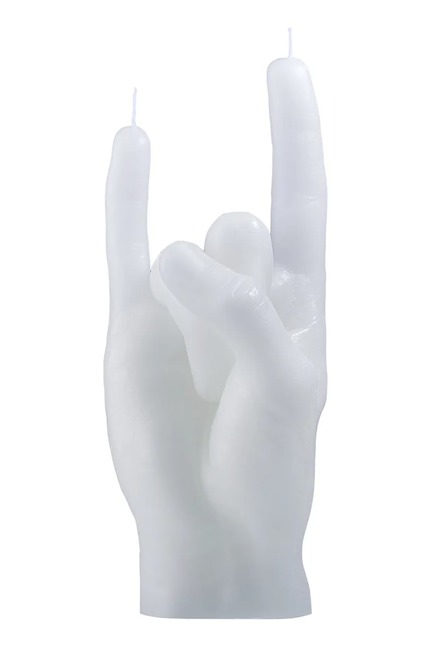 Levně Dekorativní svíčka CandleHand You Rock 310 g. bílá barva