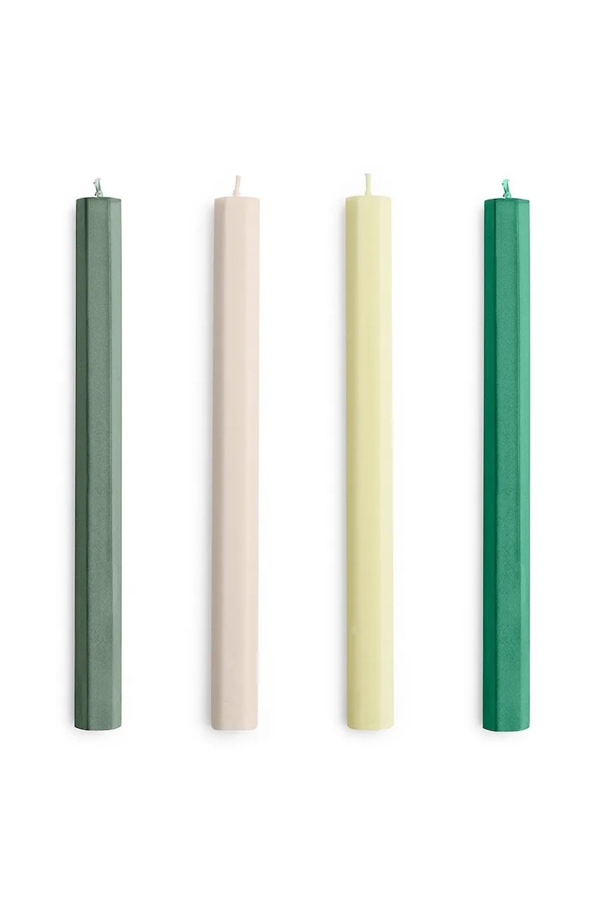 HAY set de lumânări Hexagon Candle 2,2 x 24 cm 4-pack culoarea verde