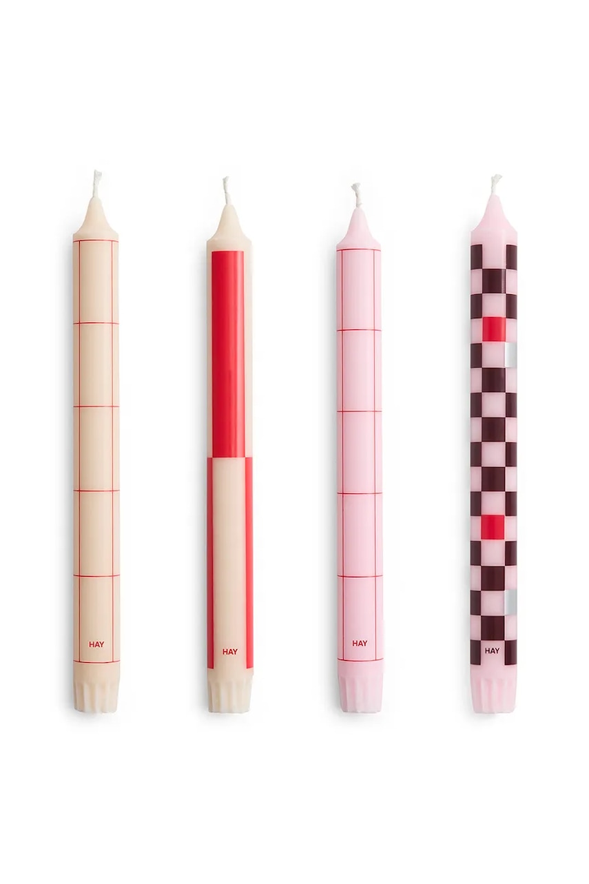 HAY set de lumânări Pattern Candle 2,2 x 24 cm 4-pack culoarea roz
