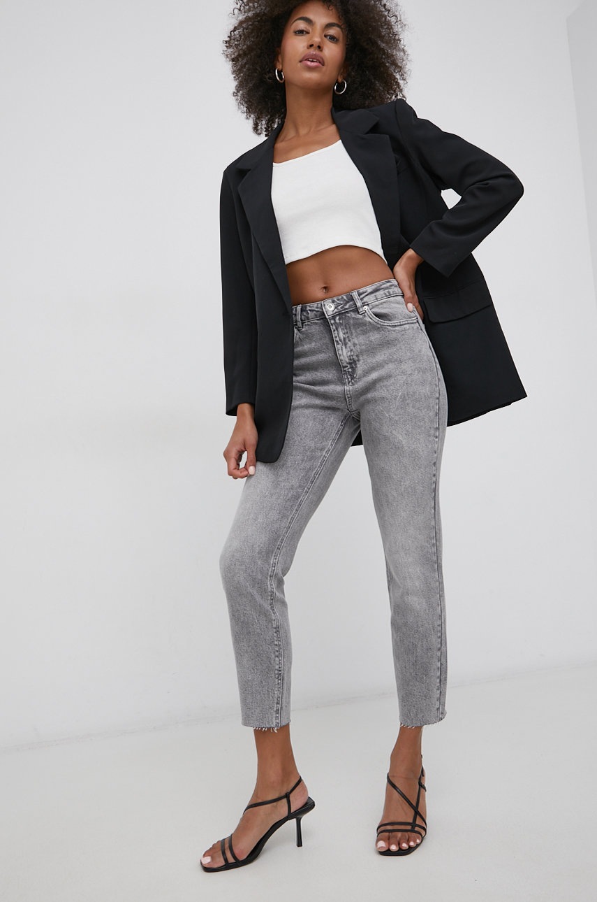 

Дънки Vero Moda дамски с висока талия, Сив