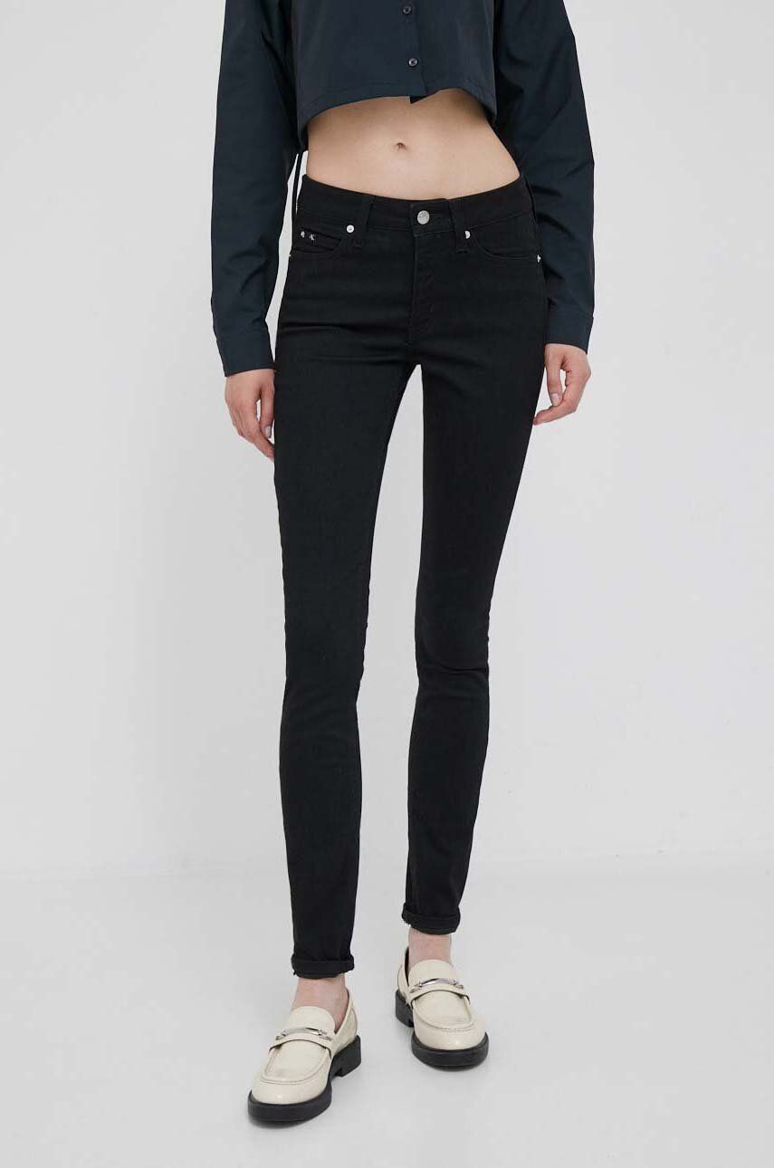 Levně Džíny Calvin Klein Jeans dámské, černá barva, J20J221582