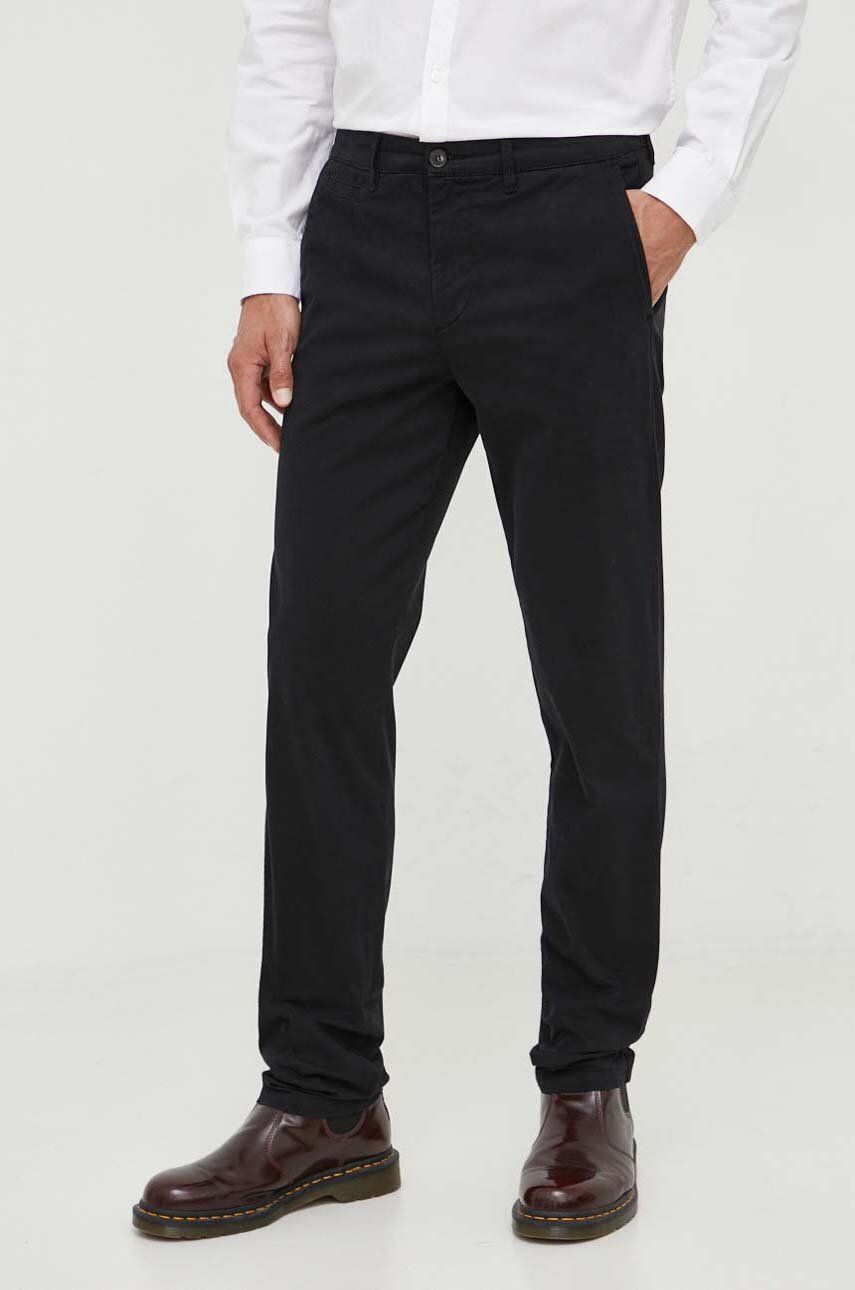 Kalhoty United Colors of Benetton pánské, černá barva, přiléhavé - černá -  96 % Bavlna