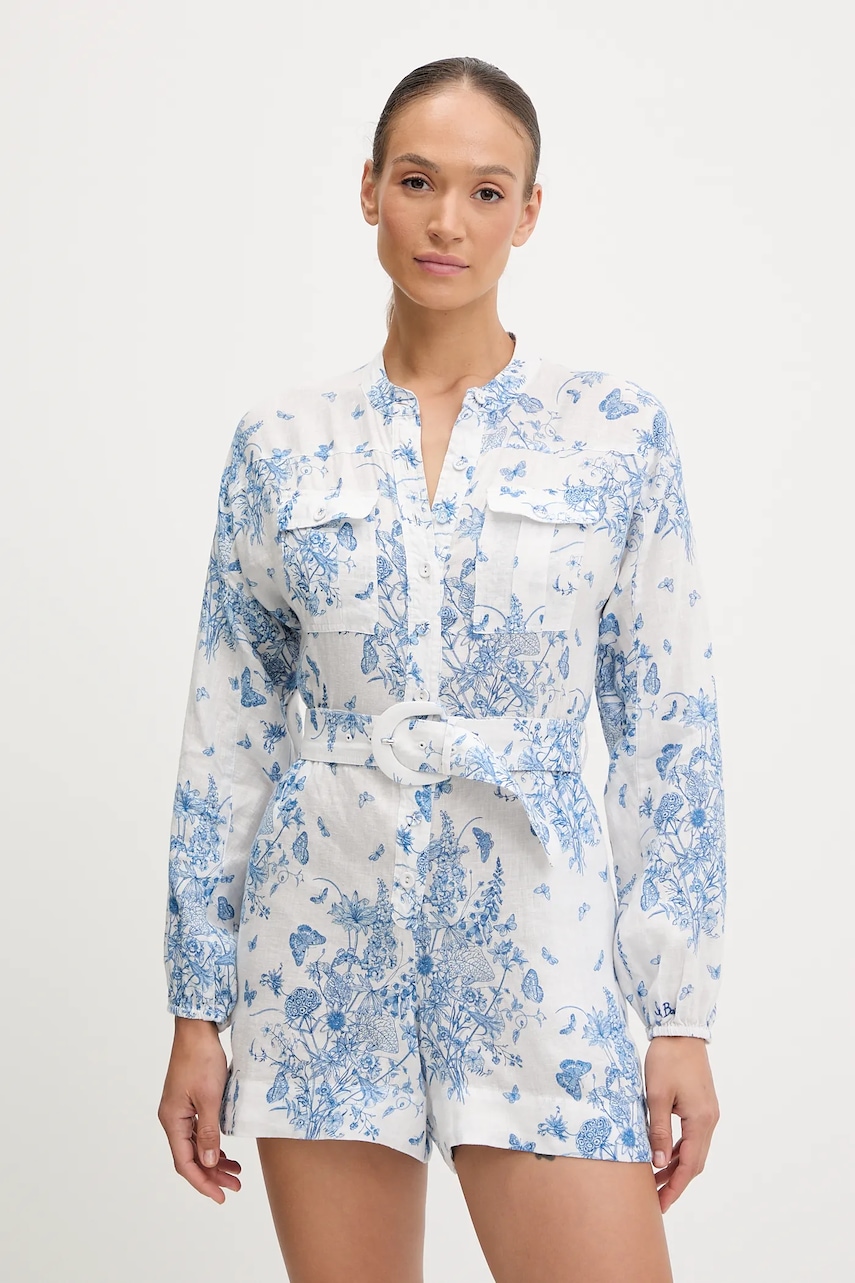 MC2 Saint Barth salopetă din in culoarea alb, HAE001