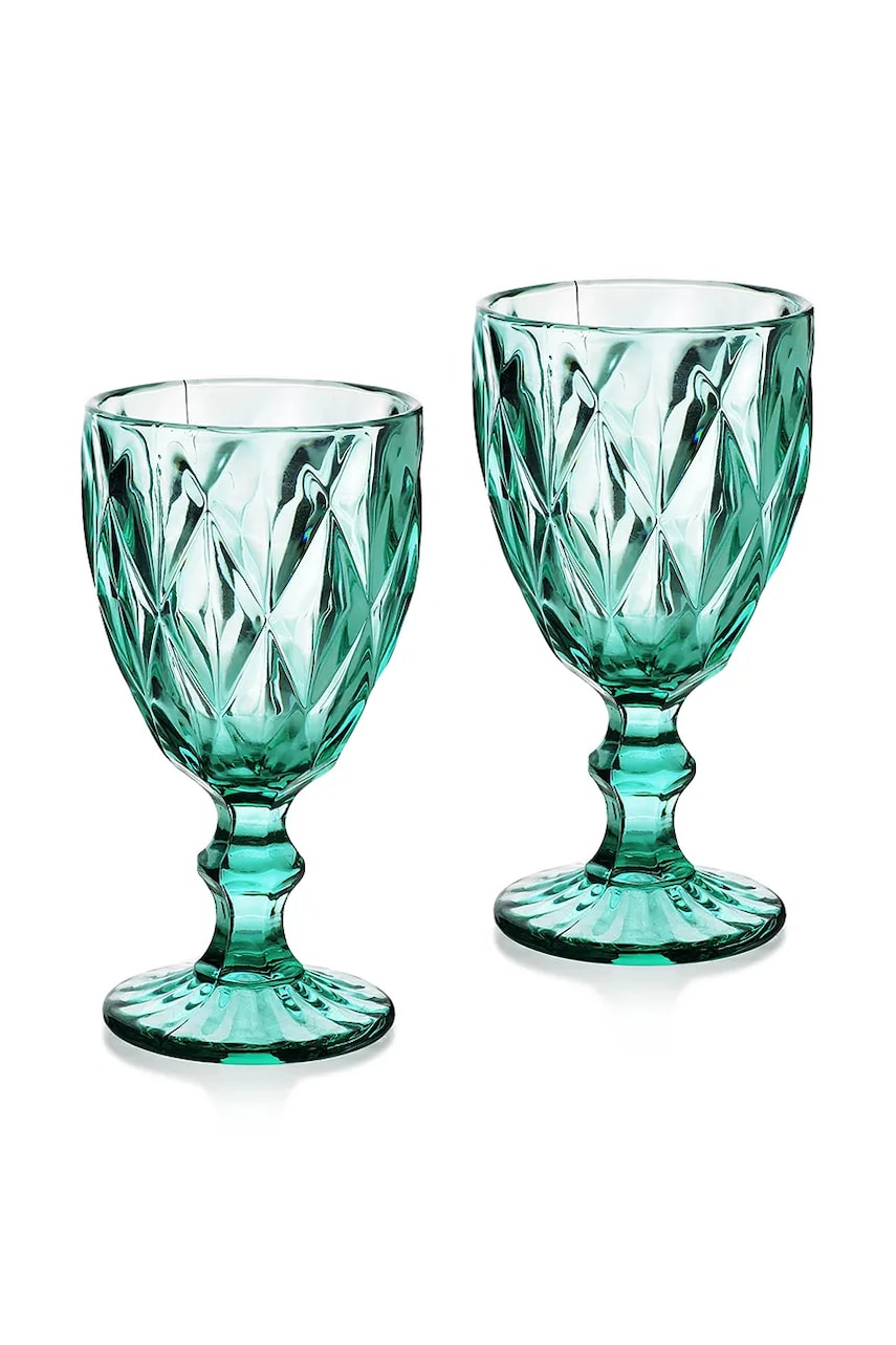 Affek Design set de pahare de vin Elise Turquise 300 ml 6-pack culoarea turcoaz, 0