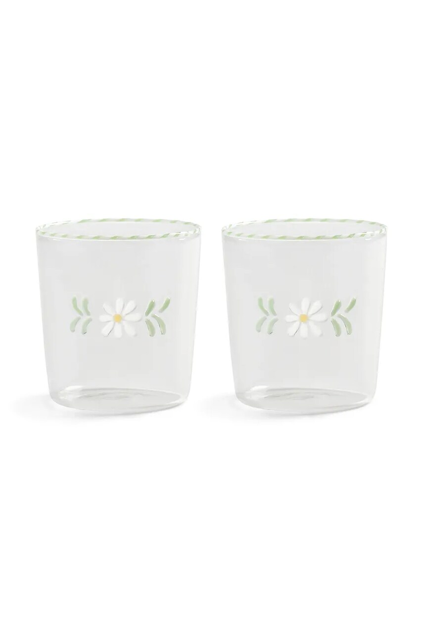&k amsterdam Set de ochelari flora white 300 ml 2-pack culoarea transparent