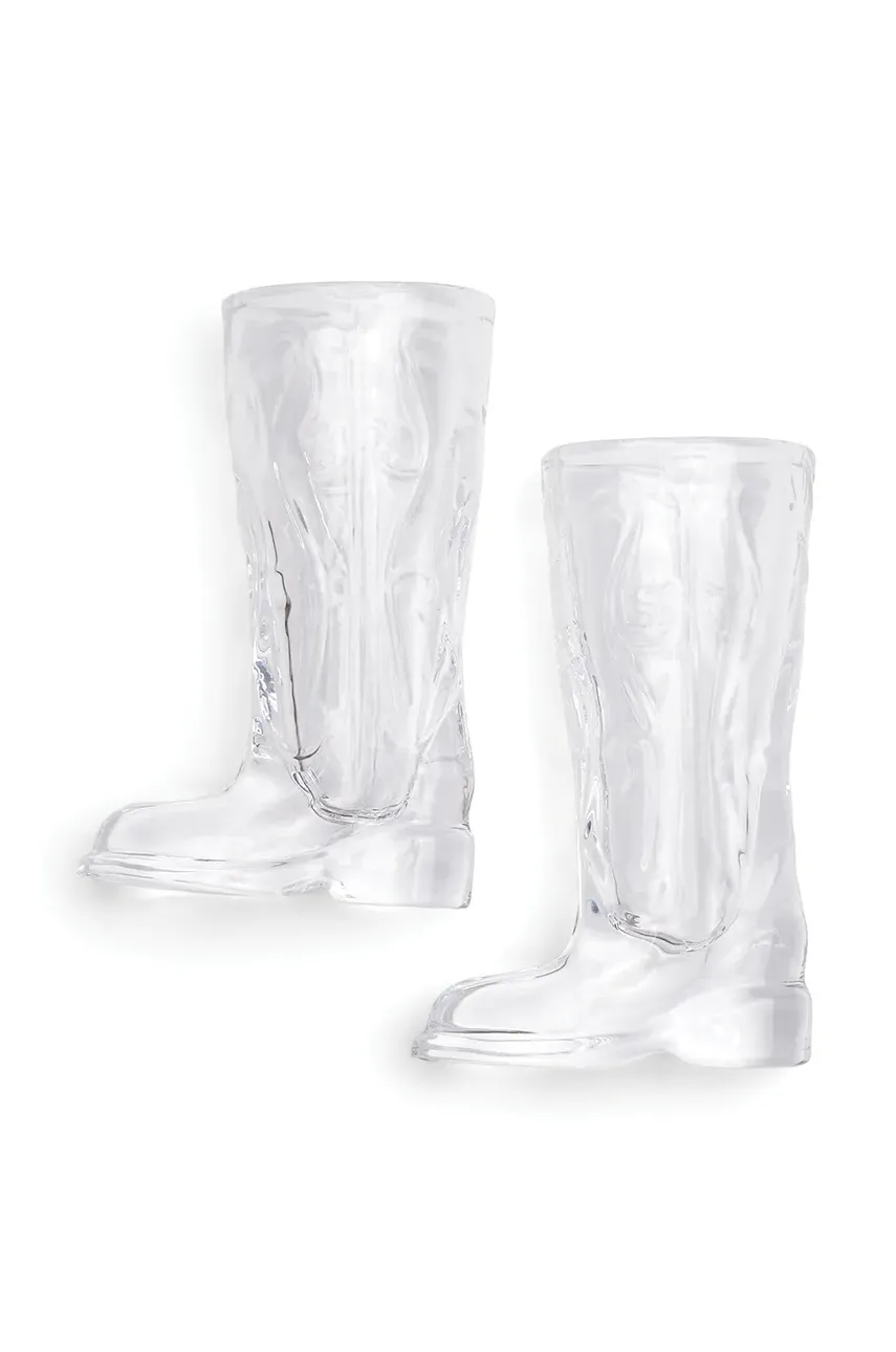 Gentlemen\'s Hardware set de pahare de vin Cowboy Boot Shot Glasses 20 ml 2-pack culoarea transparent