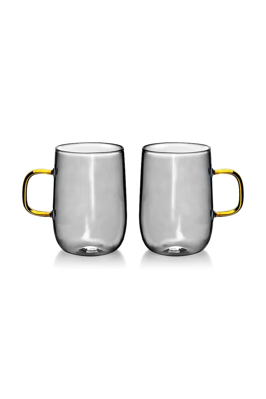 Levně Sada skleniček Affek Design Peter 400 ml 2-pack šedá barva