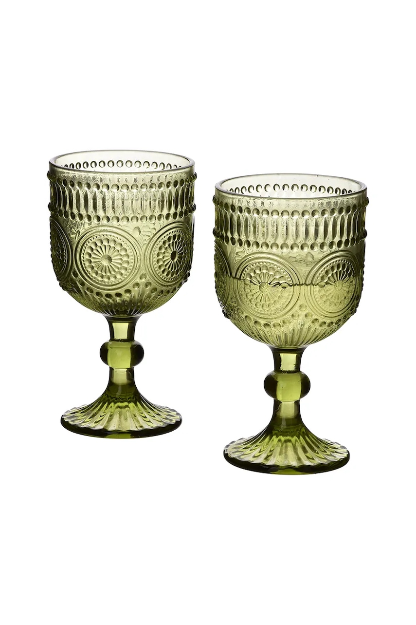 home & lifestyle set de pahare de vin Elise 330 ml culoarea verde