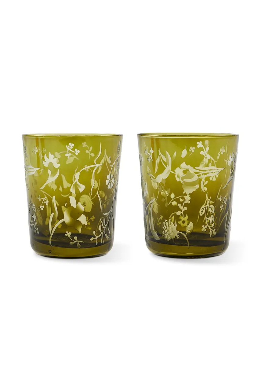 Pols Potten un set de ochelari scattered flower 8 x 9 cm 2-pack culoarea verde