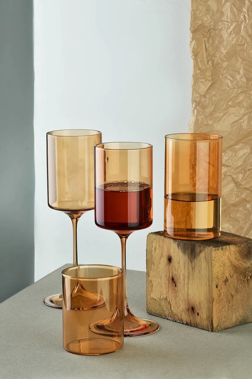 Σετ ποτηριών κρασιού Affek Design Romane 300 ml 4-pack χρώμα: πορτοκαλί φωτογραφία