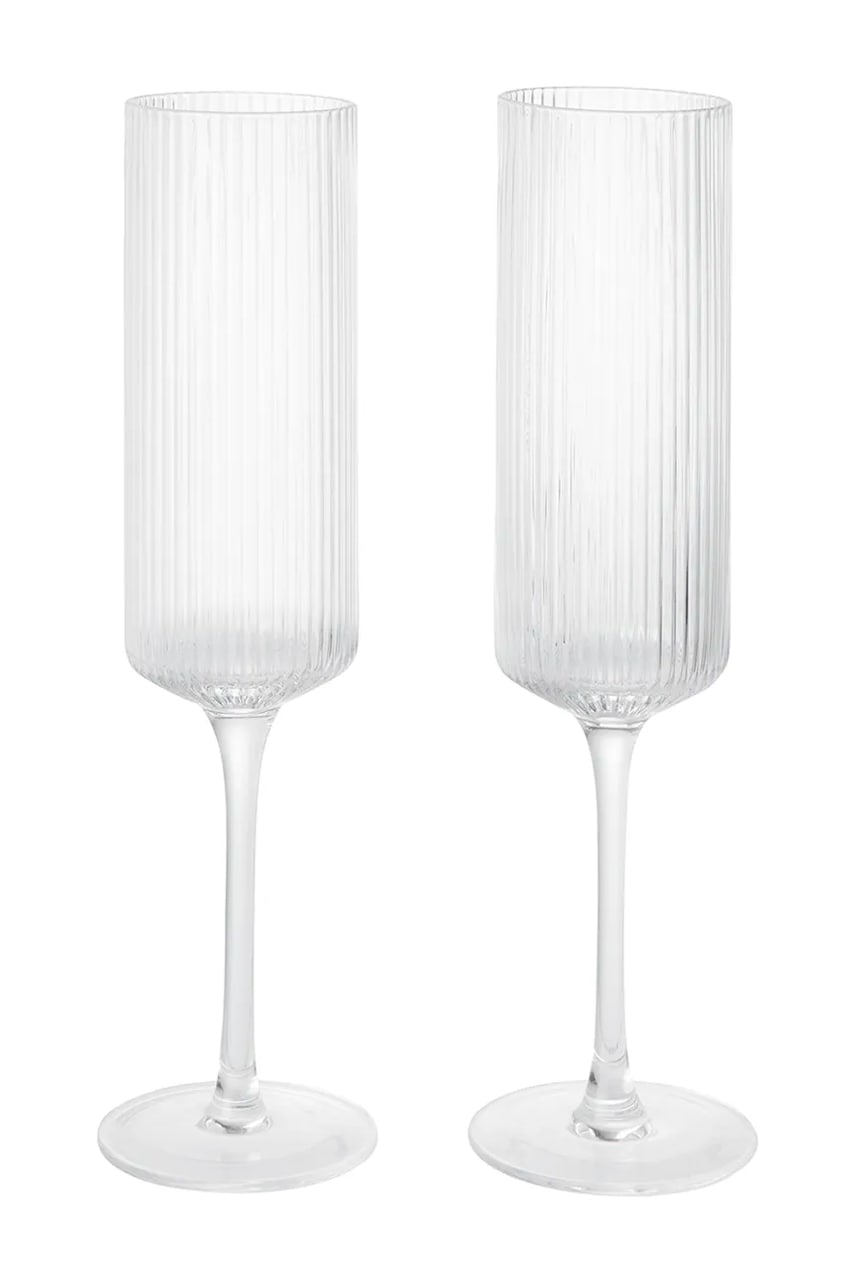 Ferm Living set čaša na stalku za šampanjac od stakla Ripple