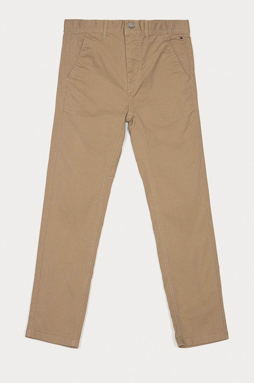 Dětské kalhoty Tommy Hilfiger béžová barva - béžová -  97% Bavlna