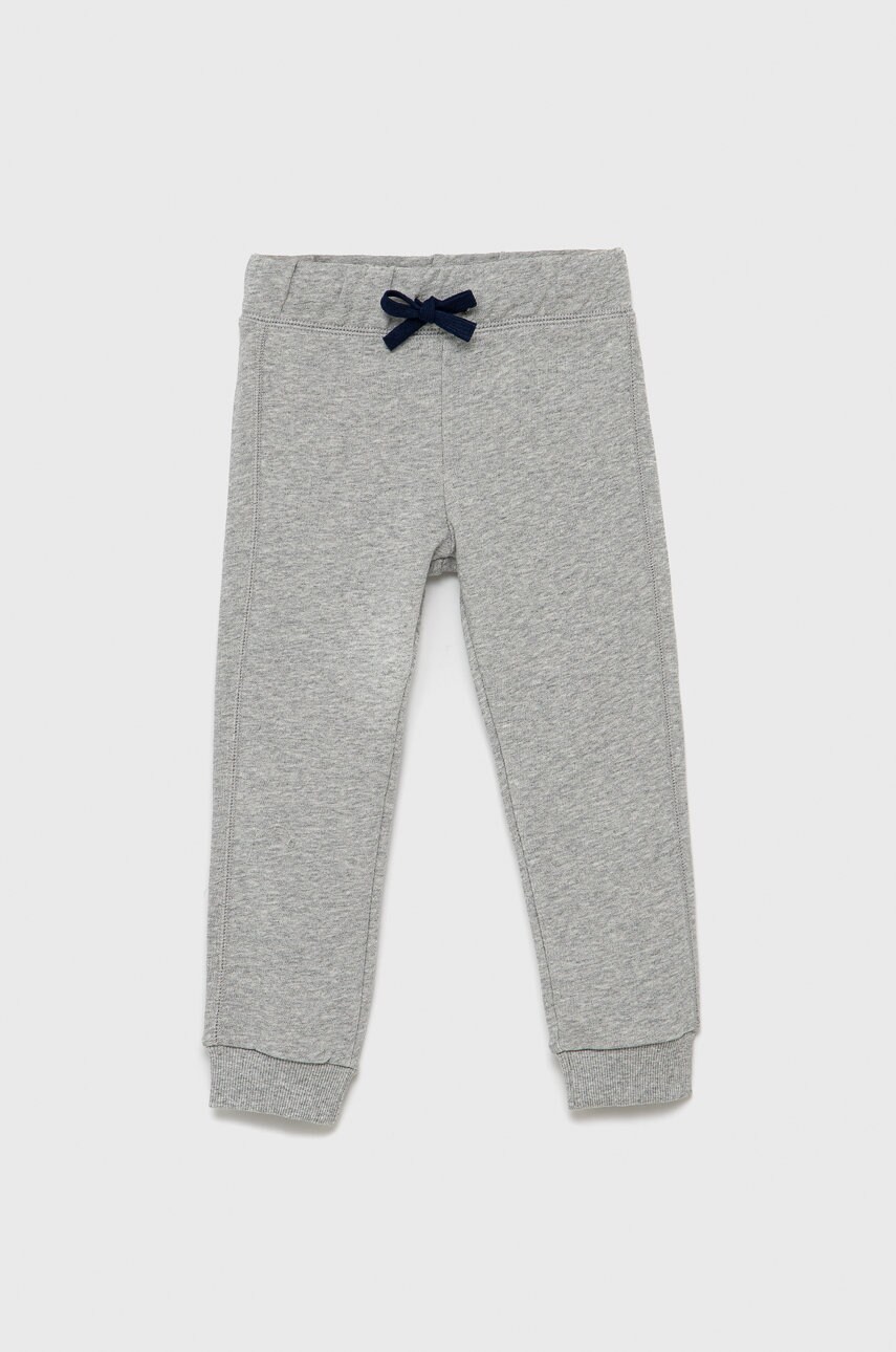 United colors of benetton pantaloni de bumbac pentru copii culoarea gri, cu imprimeu