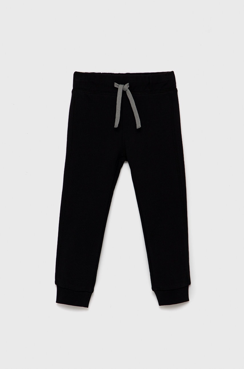 United Colors Of Benetton pantaloni de bumbac pentru copii culoarea negru, cu imprimeu