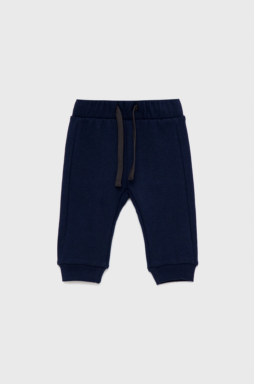 United Colors Of Benetton pantaloni de bumbac pentru copii culoarea albastru marin, neted