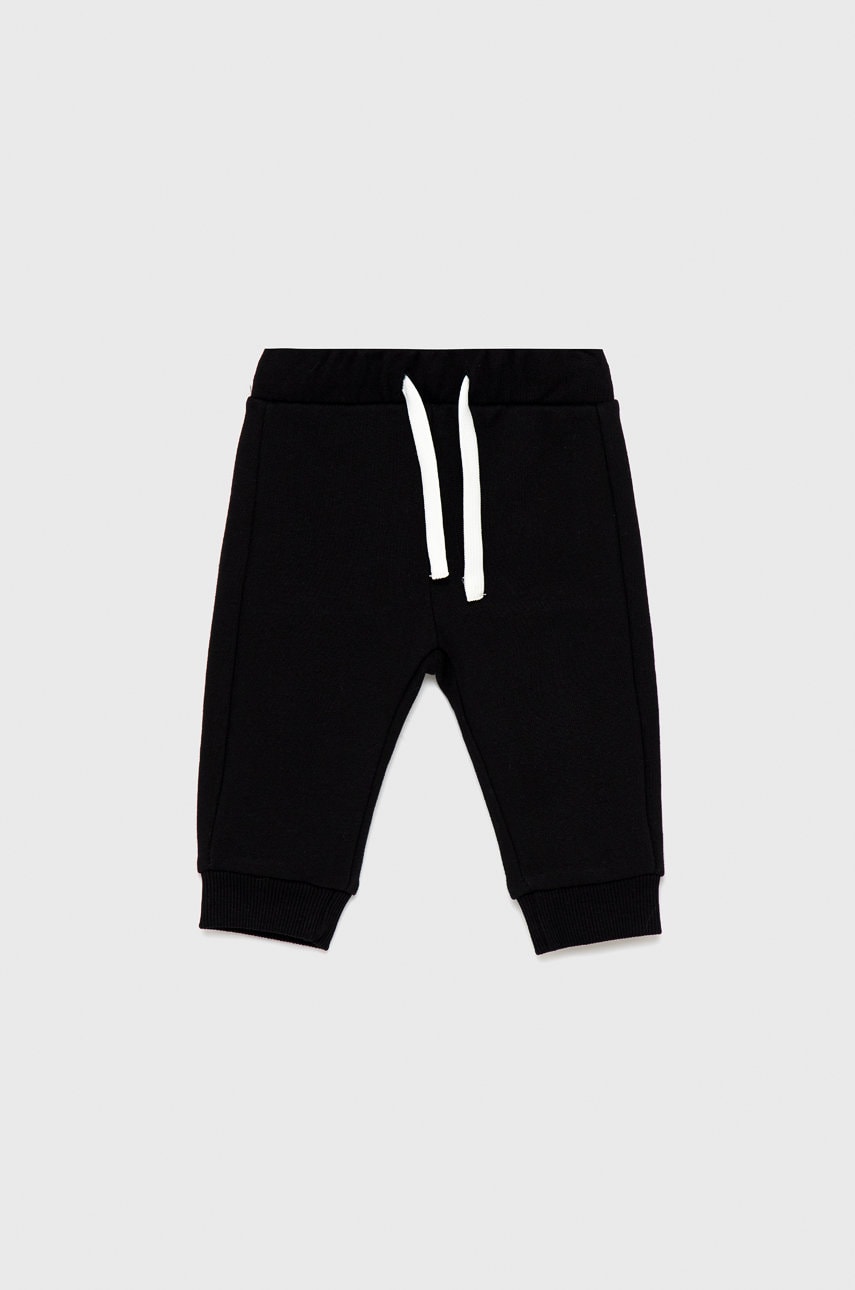 United Colors Of Benetton pantaloni de bumbac pentru copii culoarea negru, neted
