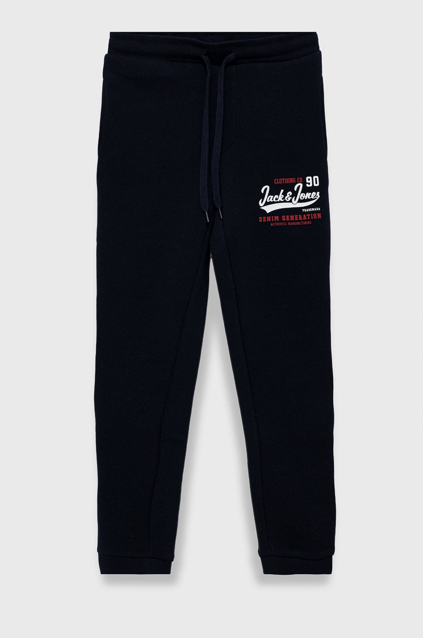 Jack & jones pantaloni de trening pentru copii culoarea albastru marin, cu imprimeu