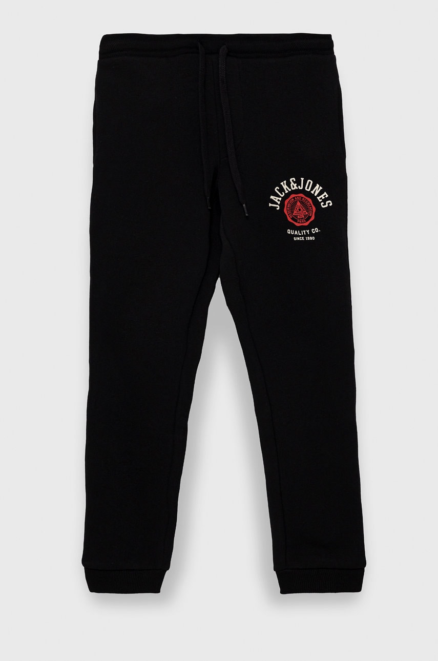 Jack & jones pantaloni de trening pentru copii culoarea negru, cu imprimeu