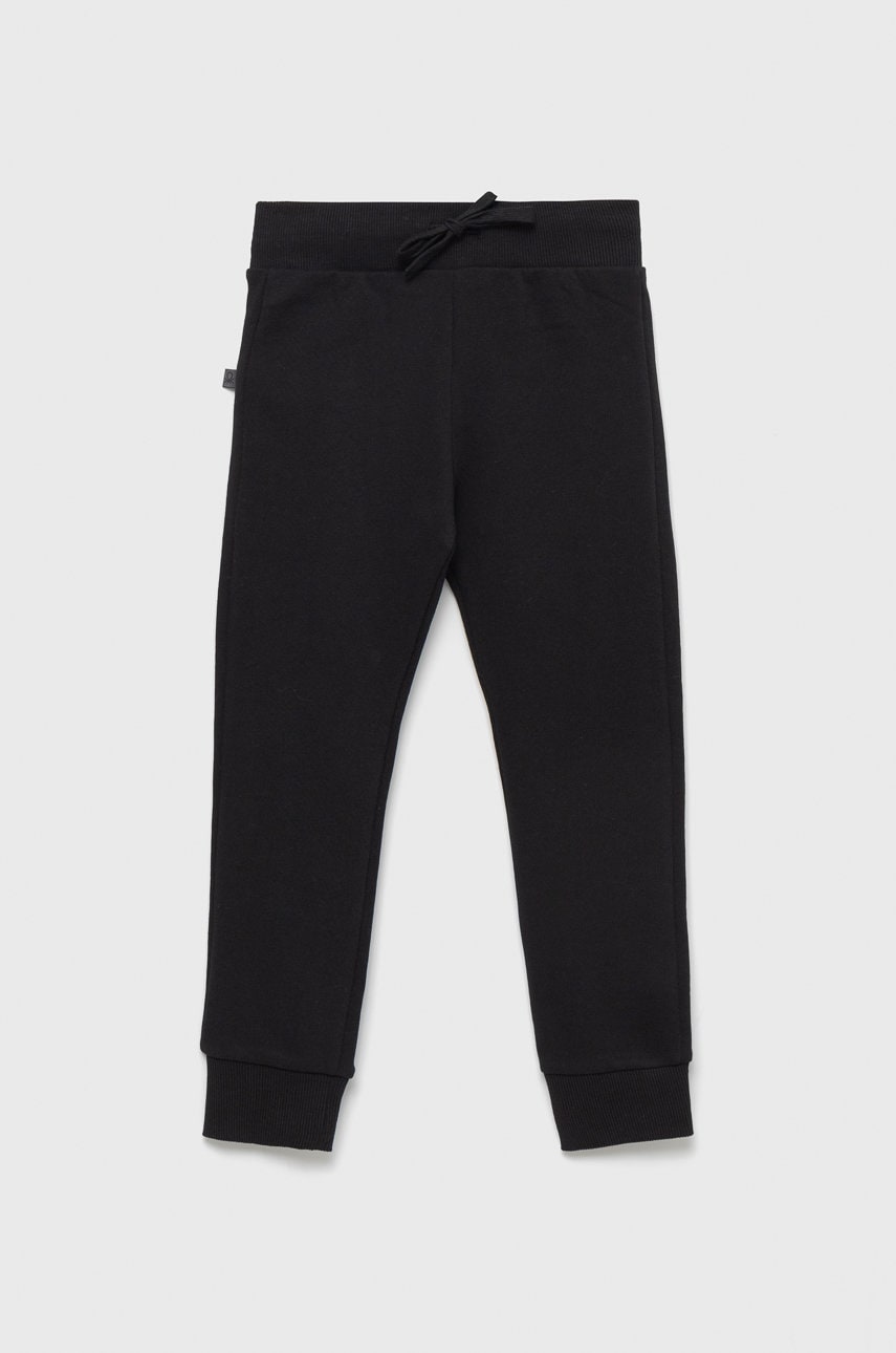 United Colors of Benetton pantaloni de trening din bumbac pentru copii culoarea negru, melanj