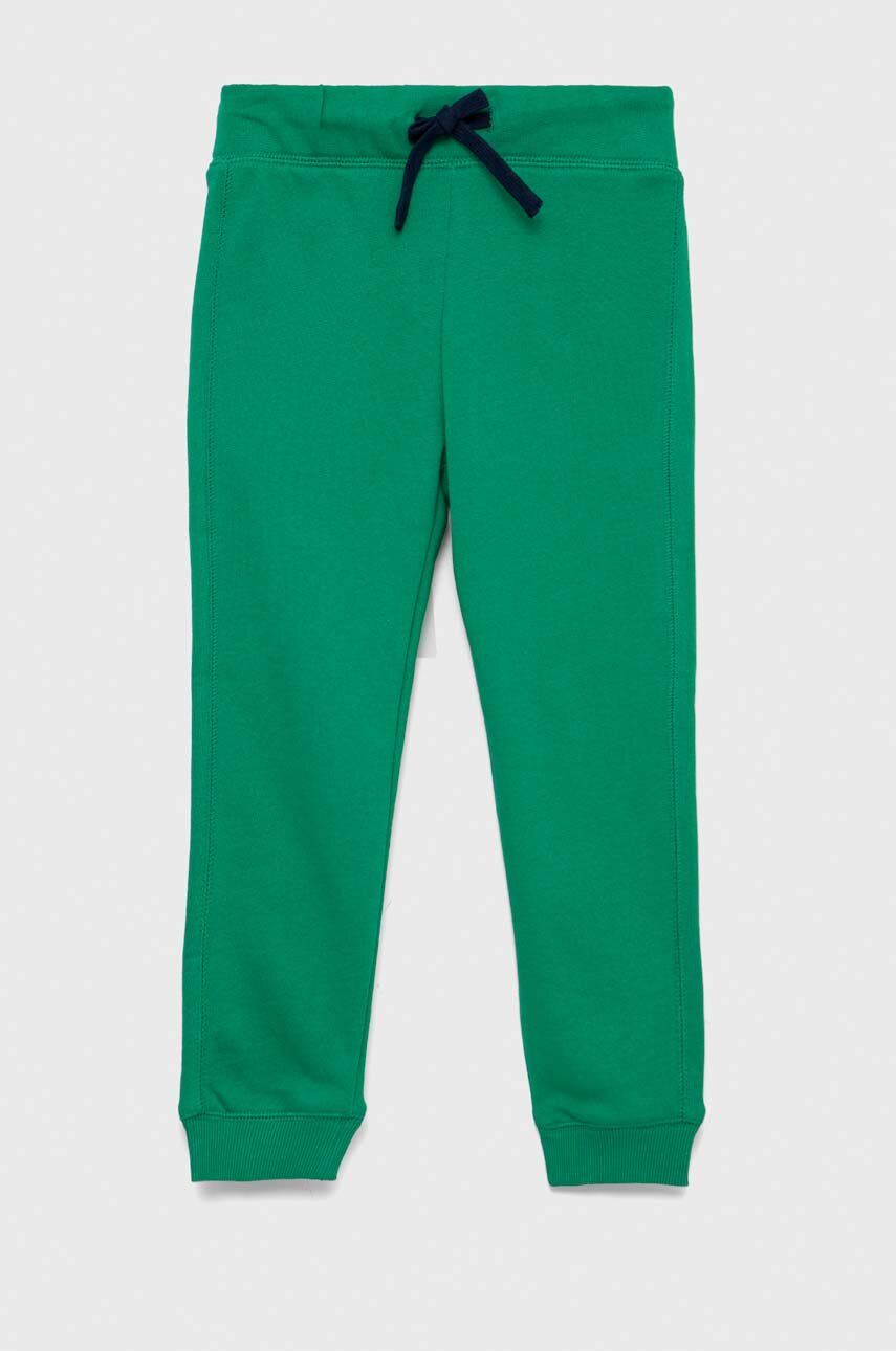 United Colors of Benetton pantaloni de trening din bumbac pentru copii culoarea gri, neted
