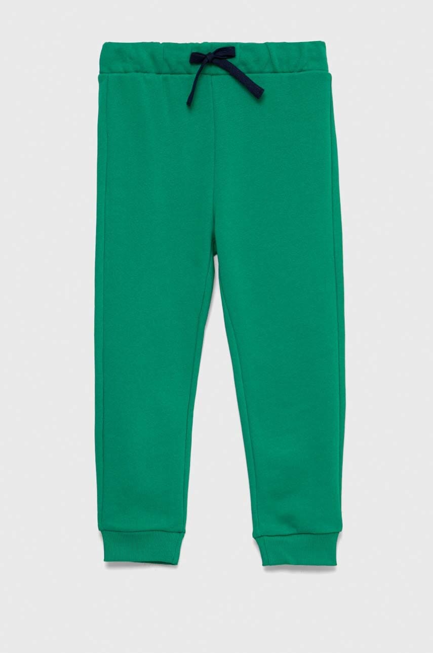 United Colors of Benetton pantaloni de trening din bumbac pentru copii culoarea negru, neted