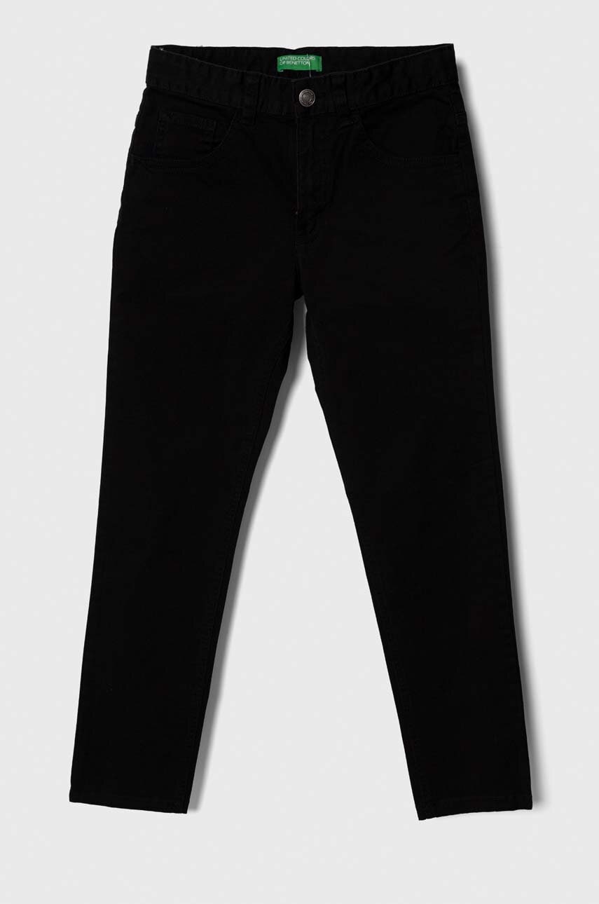United Colors of Benetton pantaloni copii culoarea negru, neted United Colors of Benetton pantaloni copii culoarea negru, neted