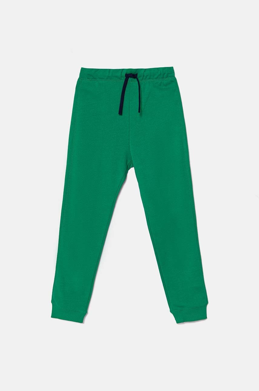 United Colors of Benetton pantaloni de bumbac pentru copii culoarea verde, neted, 3J68CF058