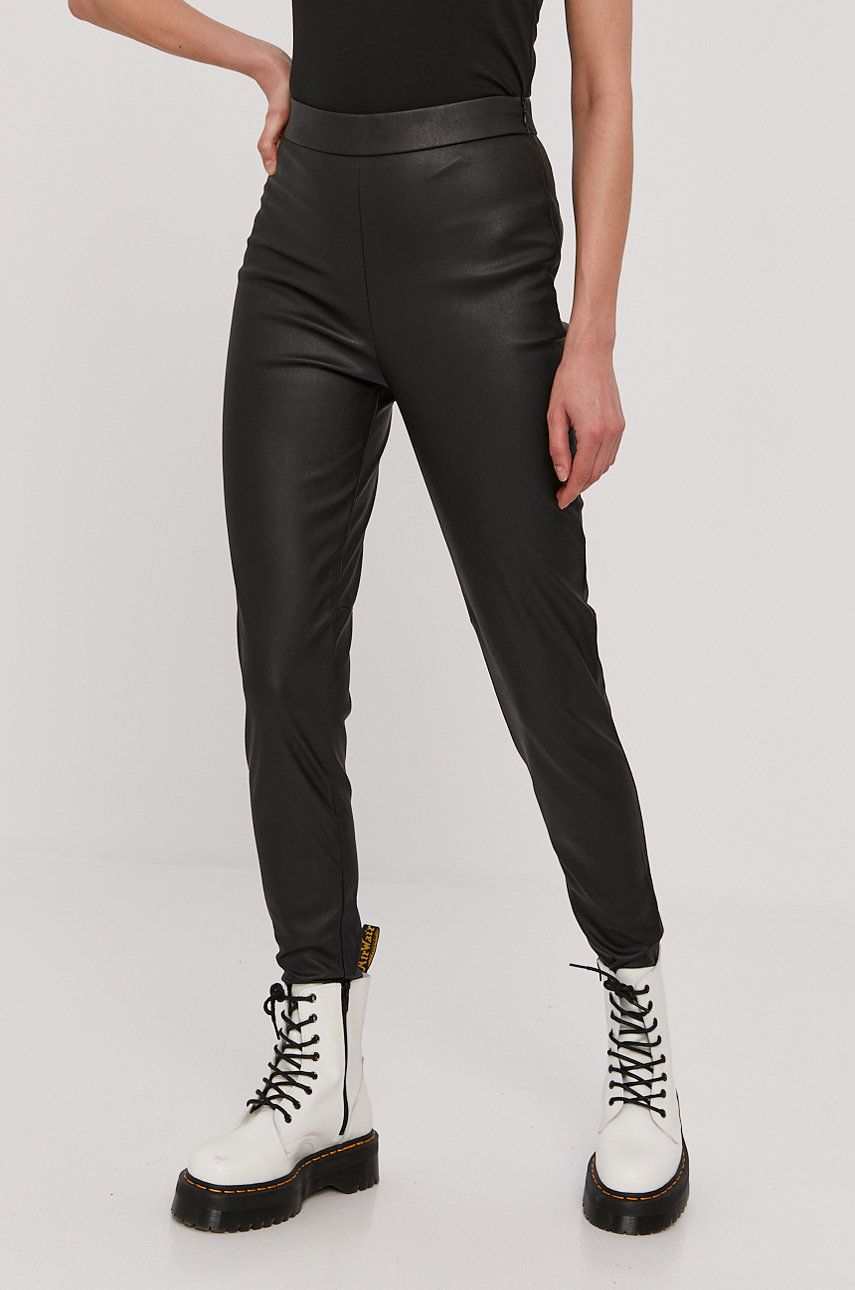 Vero Moda Pantaloni femei, culoarea negru, mulat, high waist answear.ro imagine megaplaza.ro