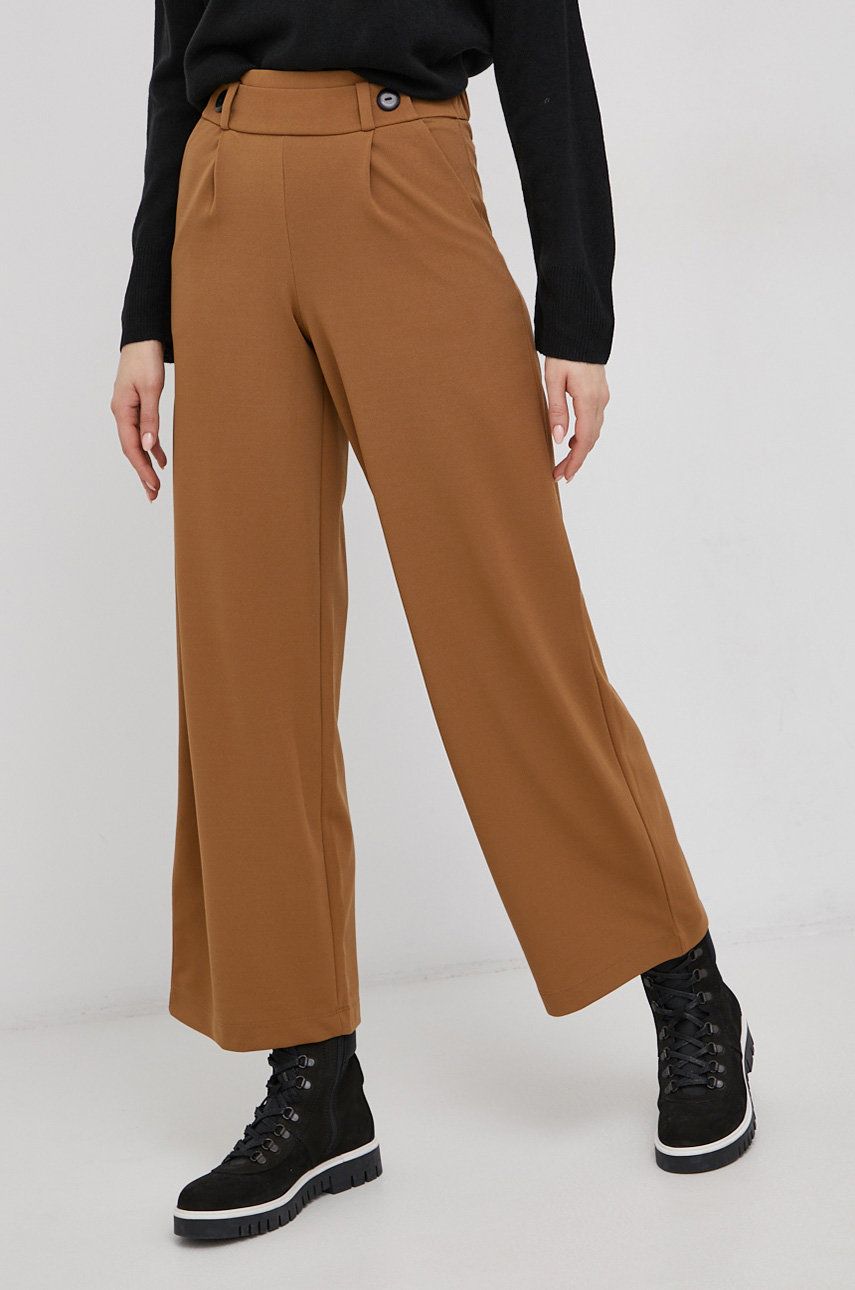 JDY Pantaloni femei, culoarea maro, lat, high waist