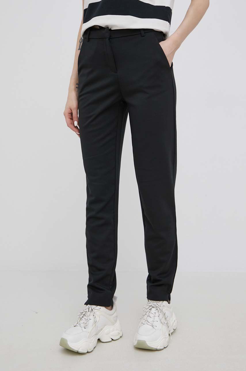 Vero Moda spodnie damskie kolor czarny dopasowane medium waist